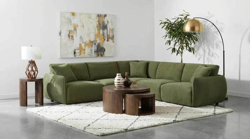 Elysia 5-piece Chenille Upholstered Modular Sectional Sofa Green by Unique Piece Furniture