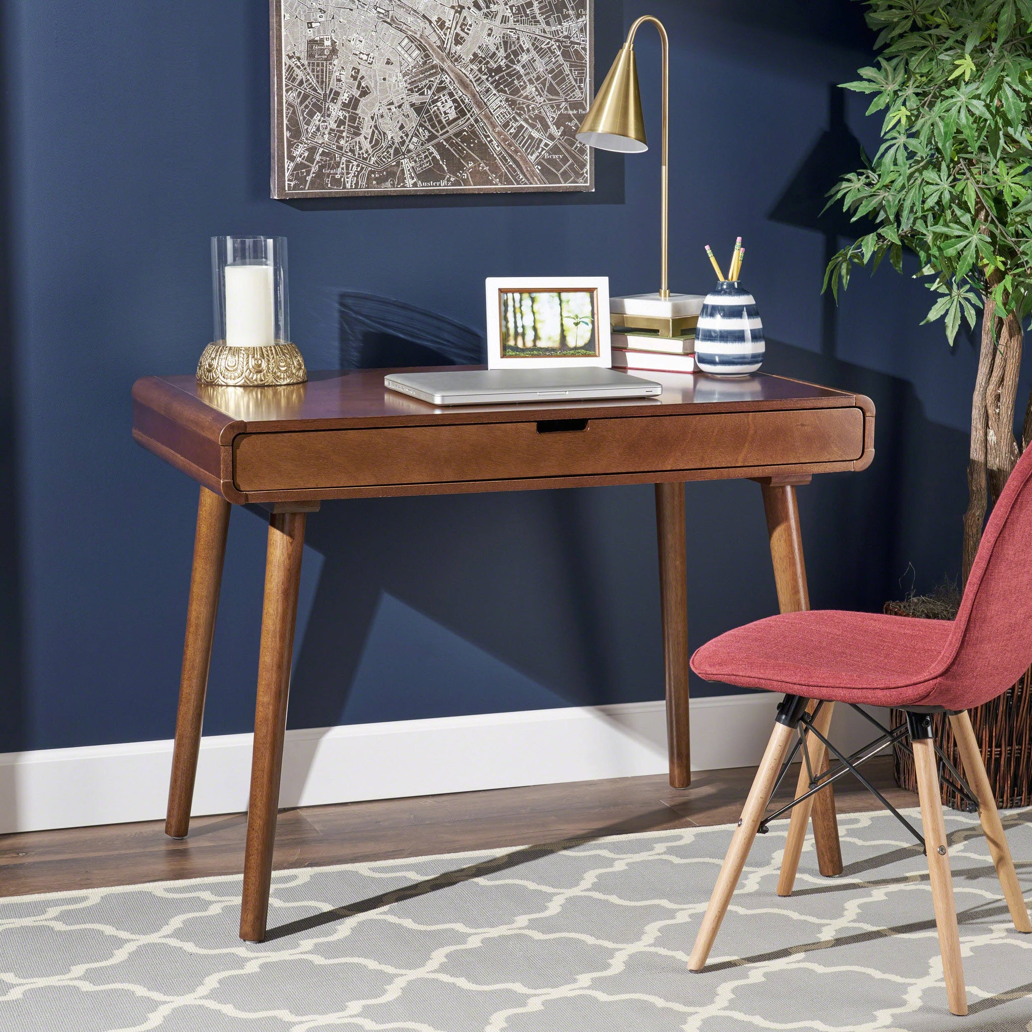 Writing Desk with Large Drawers, Computer Table for Home Office Workspace or Entryway by HouseOfZazla