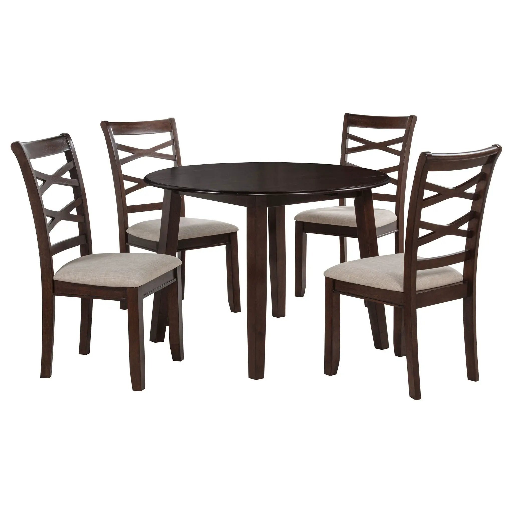 Barton 5-piece Round Wood Dining Table Set Dark Brown by Unique Piece Furniture