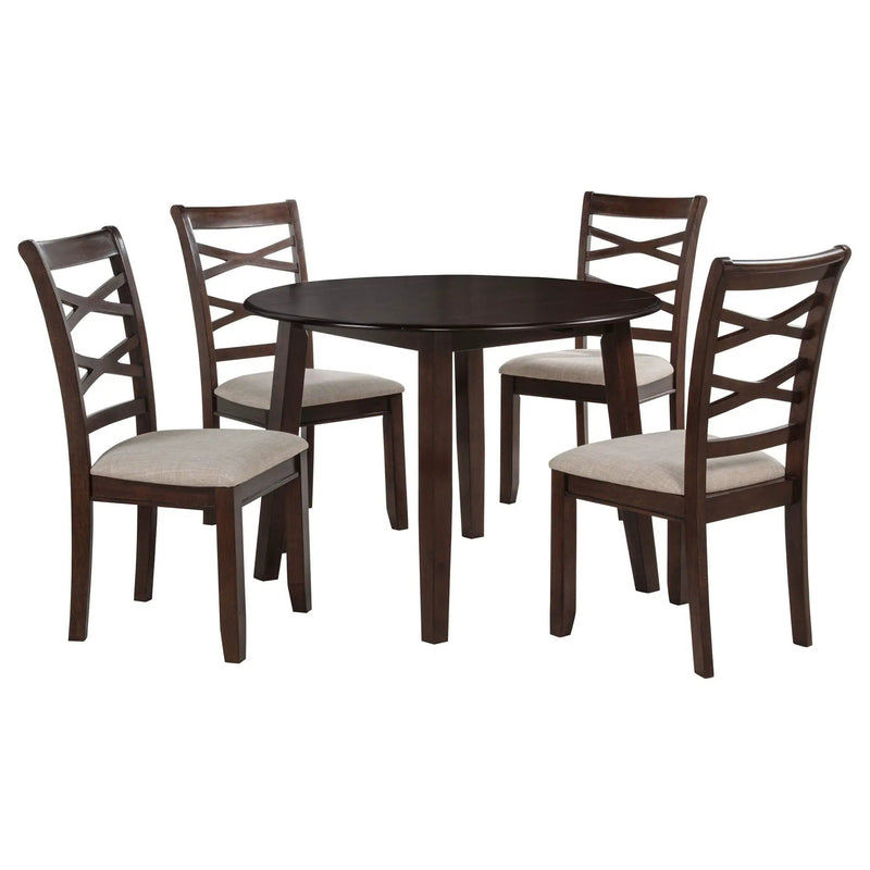 Barton 5-piece Round Wood Dining Table Set Dark Brown by Unique Piece Furniture