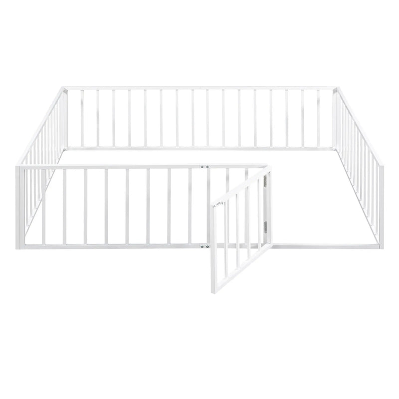 Metal Floor Bed Frame With Fence And Door by HouseOfZazla