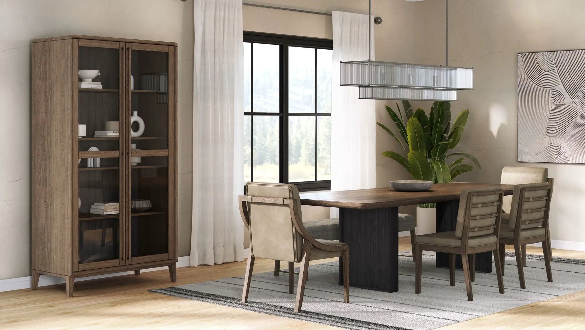 Double Pedestal Table Latte - Light Brown by Unique Piece Furniture