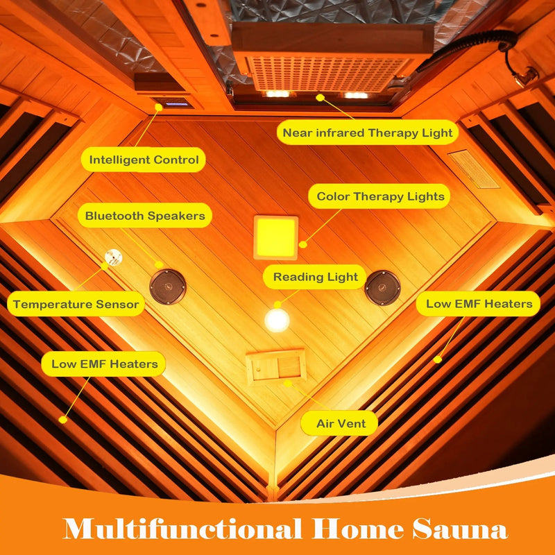 Far infrared corner sauna room Low EMF red sauna therapy two persons by HouseOfZazla