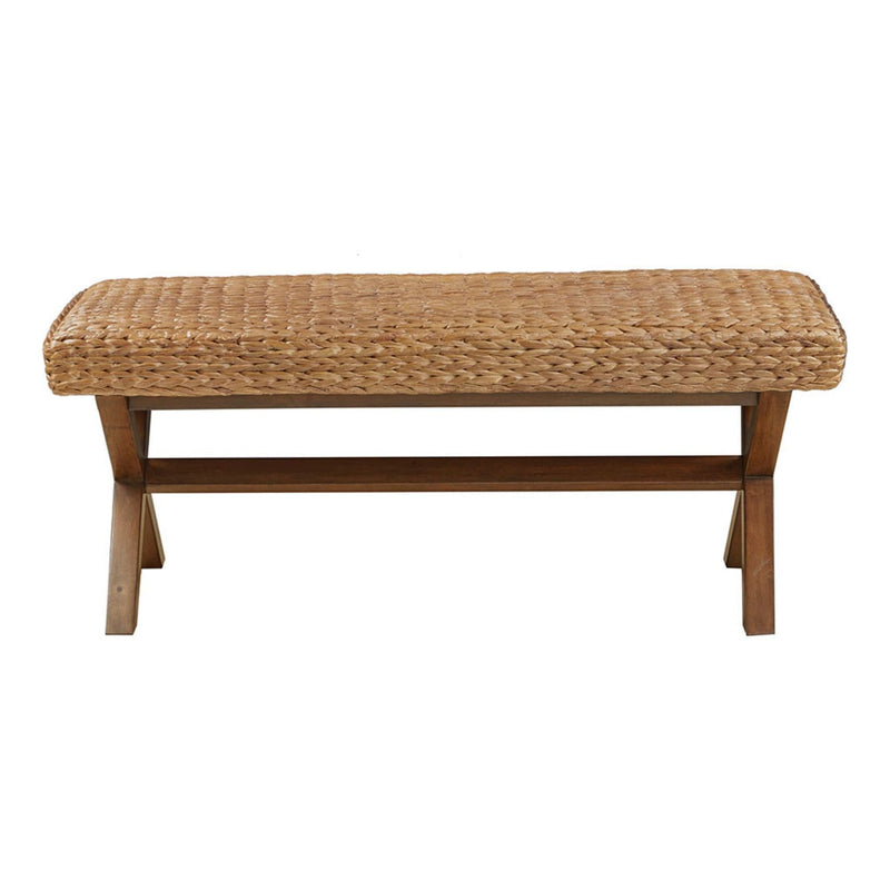 Bench With Water Hyacinth Seat with Durable Construction - Brown, photo 4 of 8