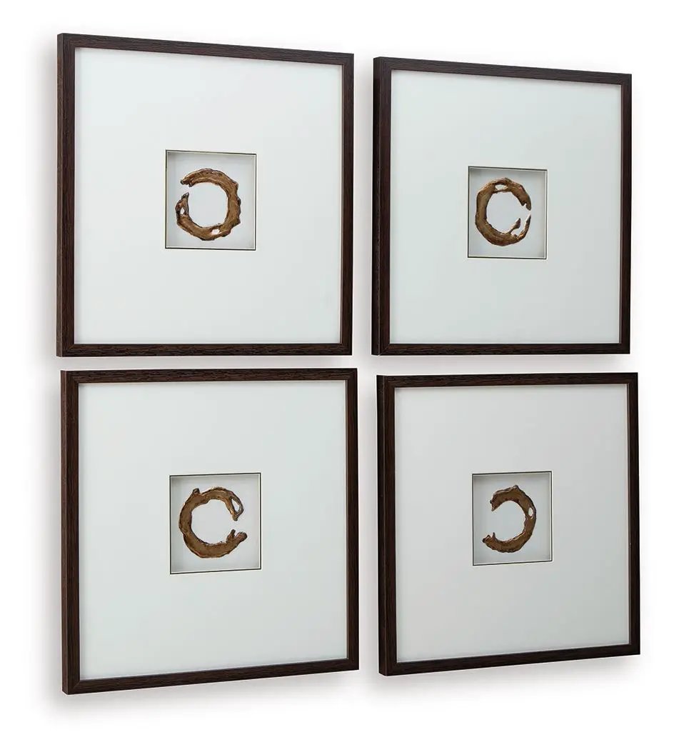 Dallbourne - Wall Art Set (Set of 4) - White / Gold Finish by Unique Piece Furniture