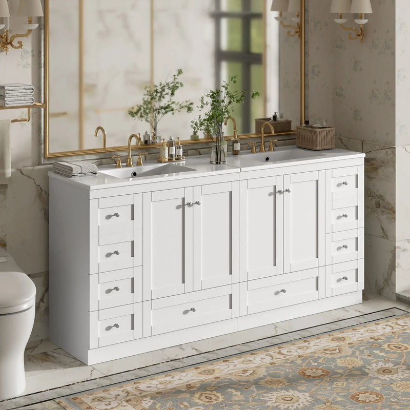 Shaker Free Standing Bathroom Vanity Cabinet & Sink, Soft Close Drawers, Soft Close Doors by Unique Piece Furniture