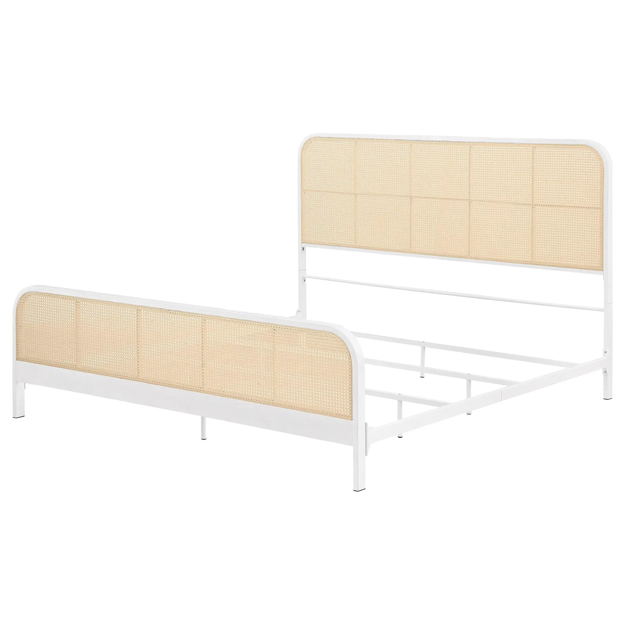Lanewood Open Cane Webbing Metal Eastern King Bed White by Unique Piece Furniture