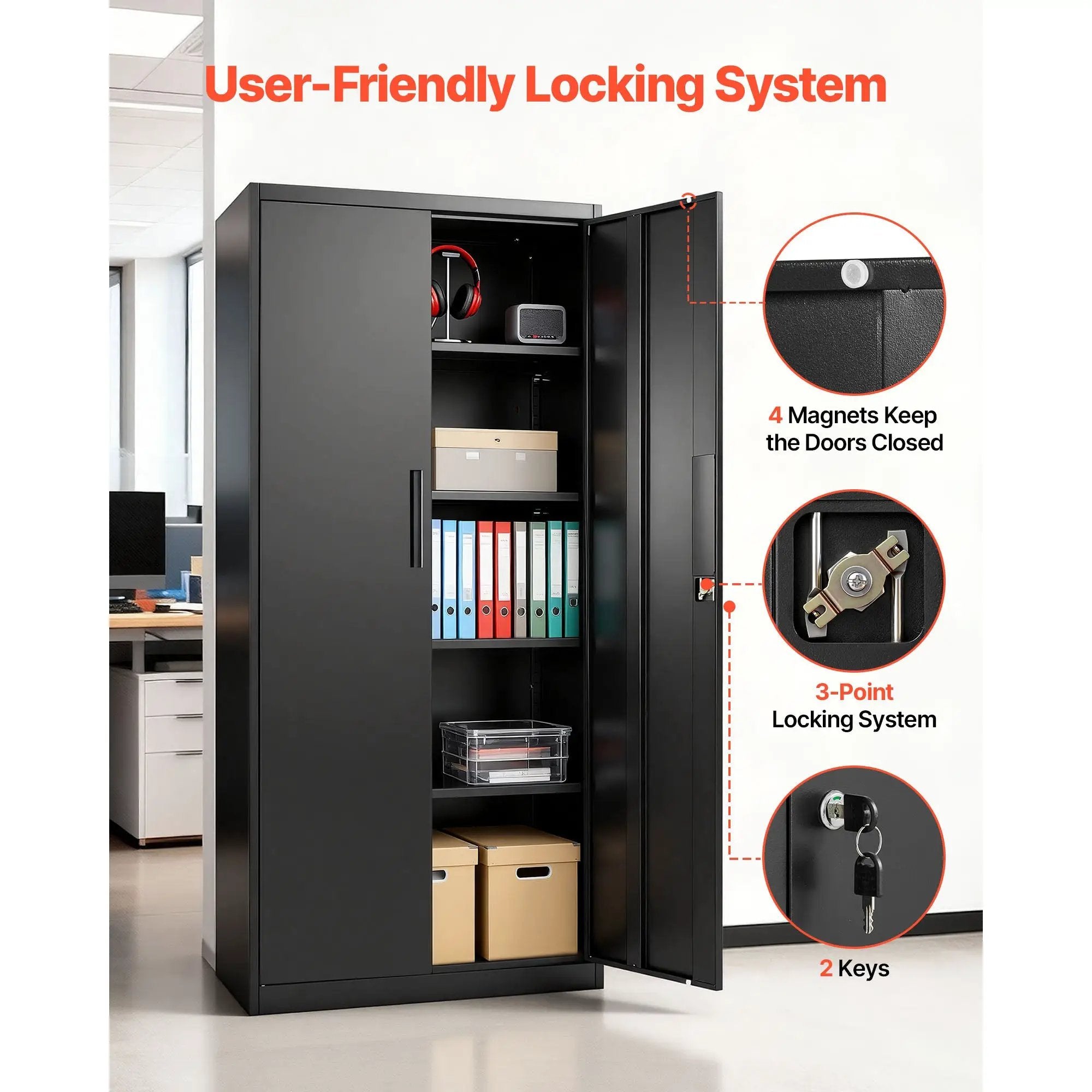 Metal Storage Cabinet, 68.9 in Lockable Steel Garage Cabinet by HouseOfZazla