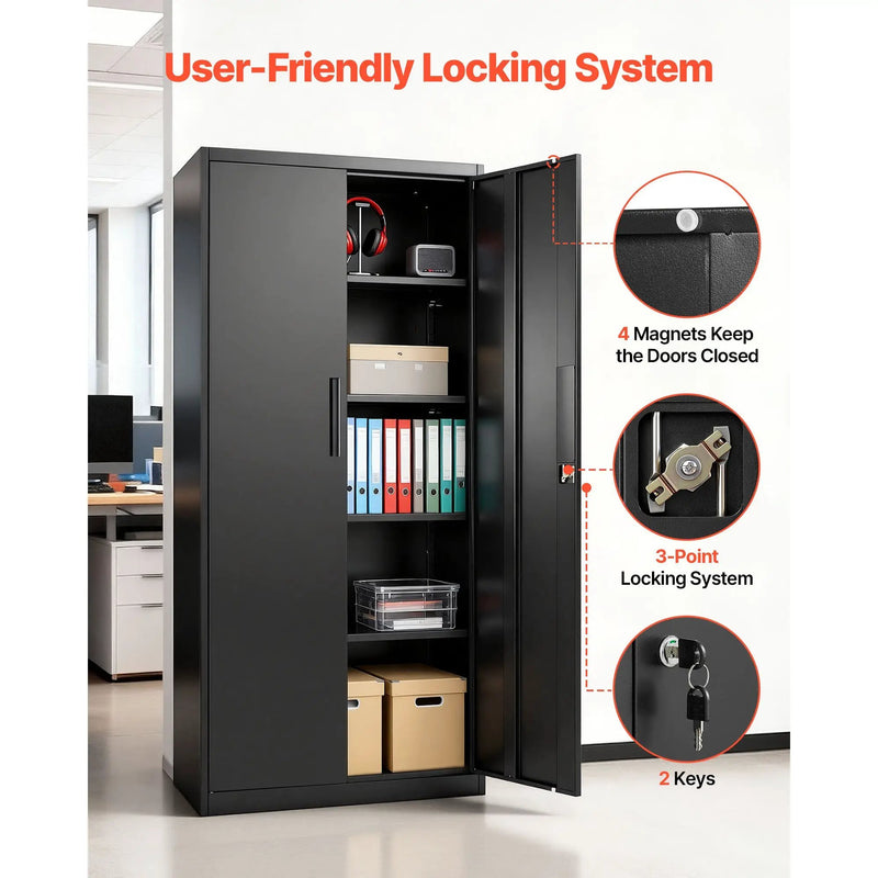 Metal Storage Cabinet, 68.9 in Lockable Steel Garage Cabinet by HouseOfZazla