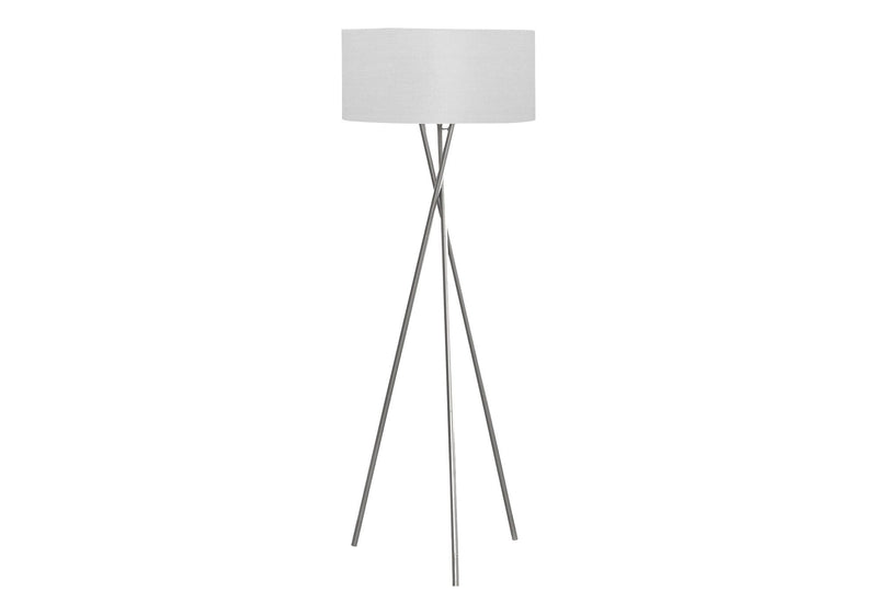 Contemporary Floor Lamp with Tripod Base and Fabric Shade - Gray, photo 2 of 4
