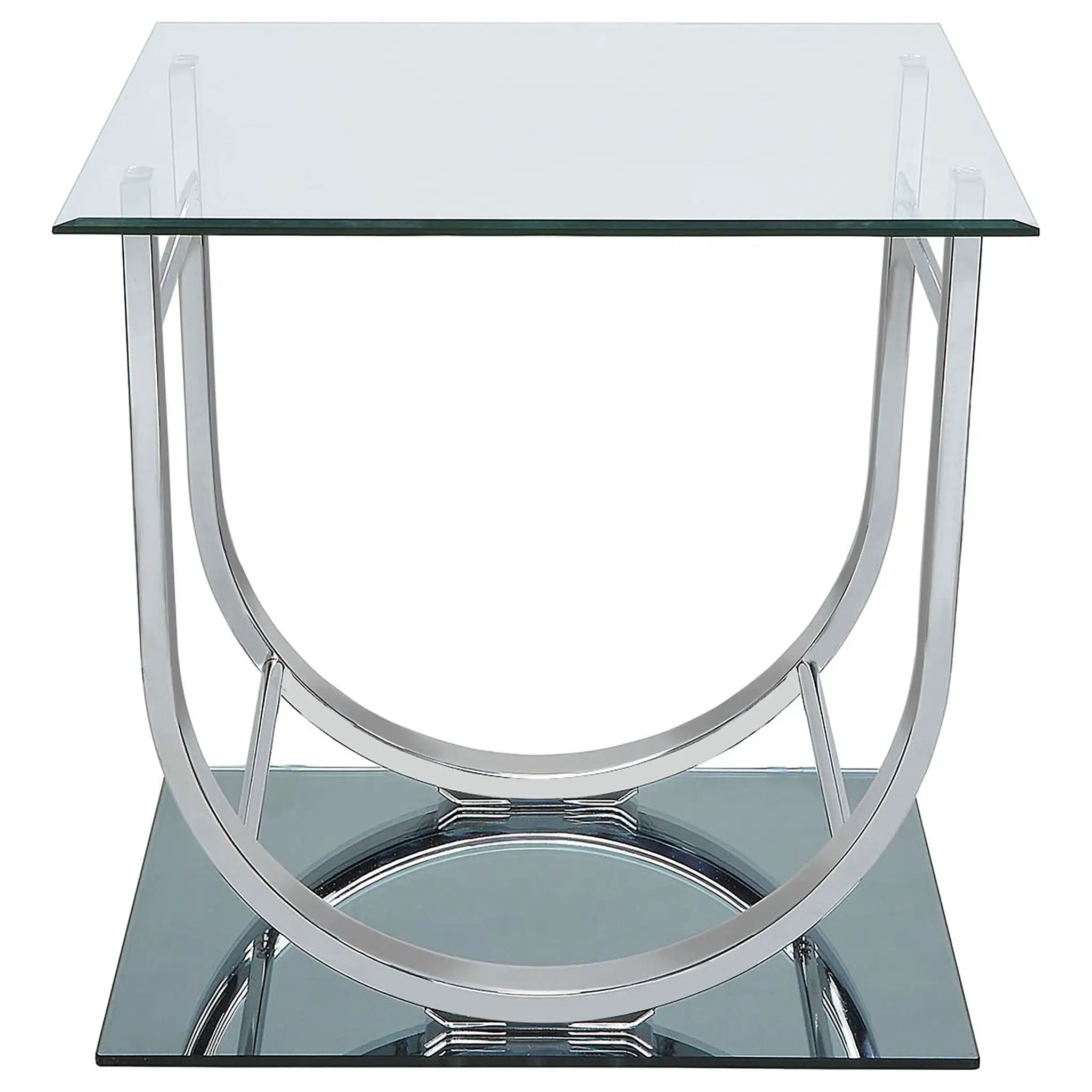 Danville Square U-Shaped Glass Top Side End Table Chrome by Unique Piece Furniture