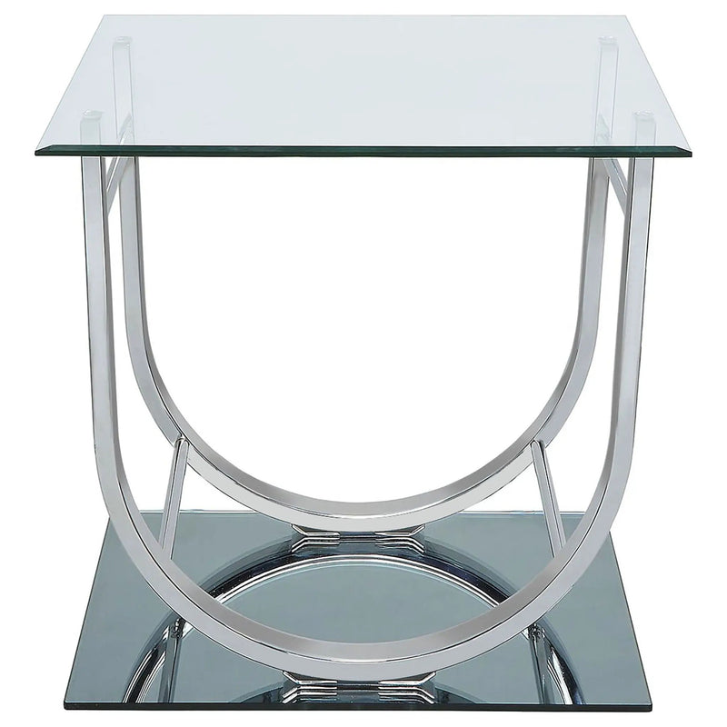 Danville Square U-Shaped Glass Top Side End Table Chrome by Unique Piece Furniture