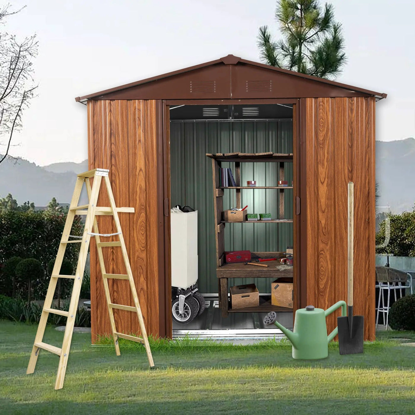 Outdoor Metal Storage Shed With Floor Base by HouseOfZazla