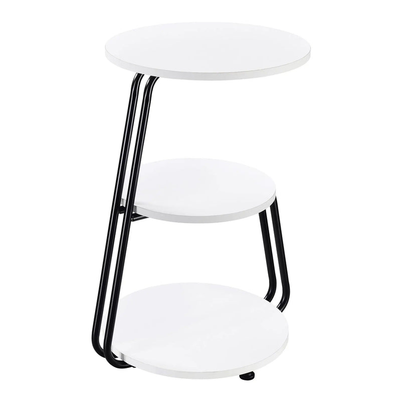 Hilly 3-tier Round Accent Side Table White and Black by Unique Piece Furniture