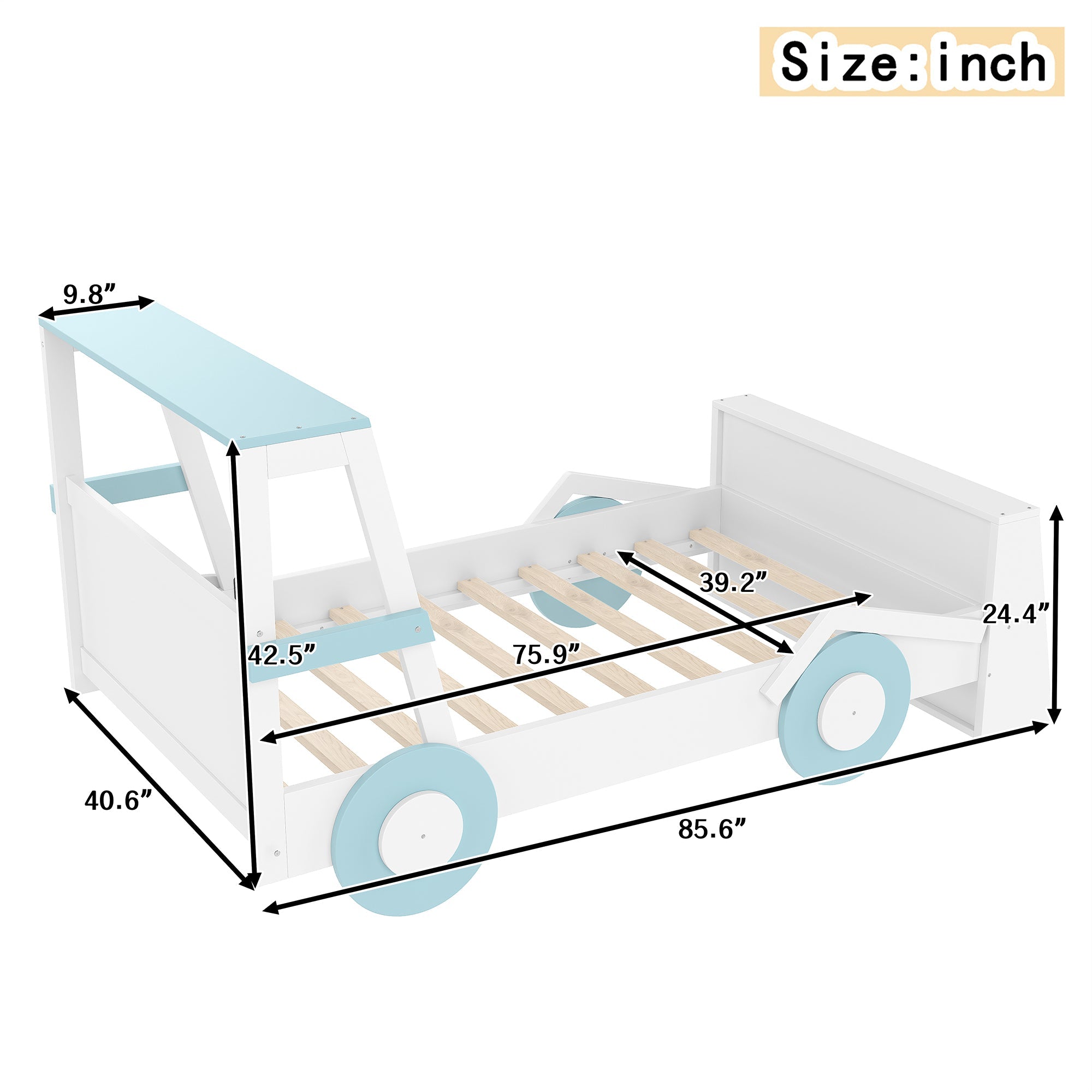Twin Size Car Bed with Storage Shelves by HouseOfZazla