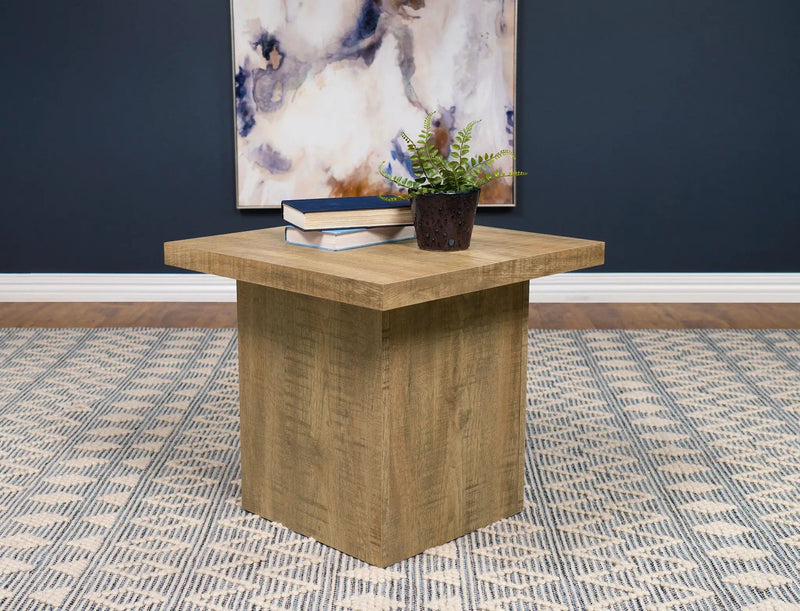Devar Square Engineered Wood End Table Mango Brown by Unique Piece Furniture