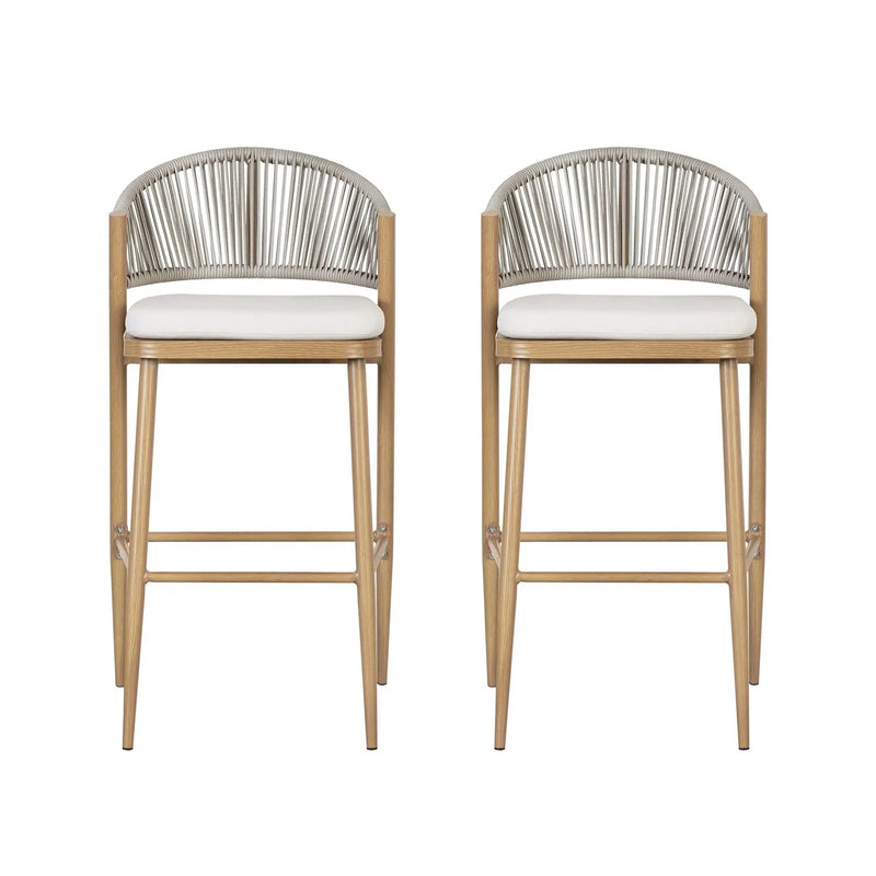 Outdoor Bar Height Metal Frame Counter Stools with Scallop-Shaped Backrest & Water-Resistant Cushions by HouseOfZazla