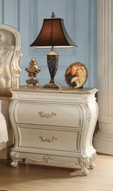 Chantelle - Nightstand With Granite Top - White by HouseOfZazla