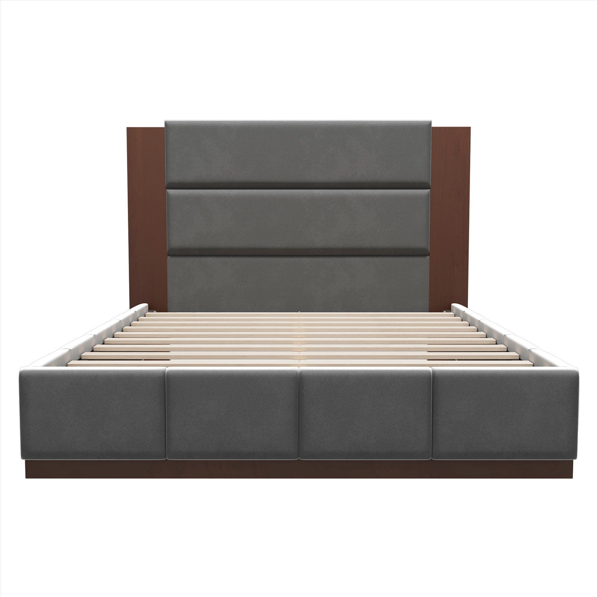 Modern Upholstered Platform Bed With Extended Headboard by HouseOfZazla