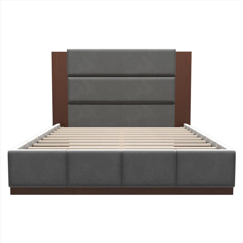 Modern Upholstered Platform Bed With Extended Headboard by HouseOfZazla