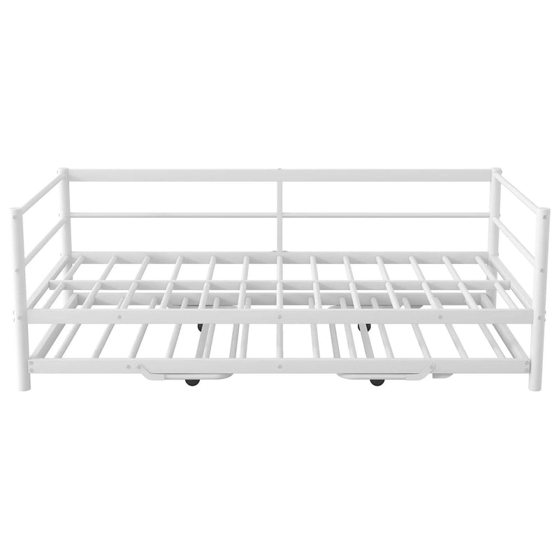 Industrial Metal Daybed With Adjustable Pop Up Trundle And LED Strip by Unique Piece Furniture