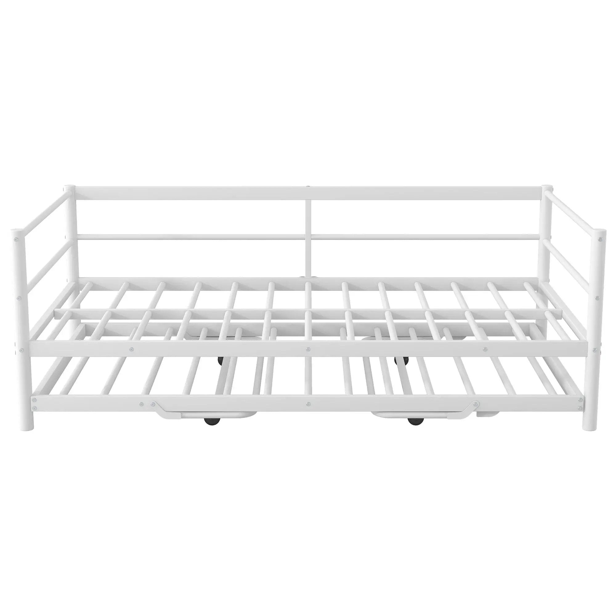 Industrial Metal Daybed With Adjustable Pop Up Trundle And LED Strip by HouseOfZazla