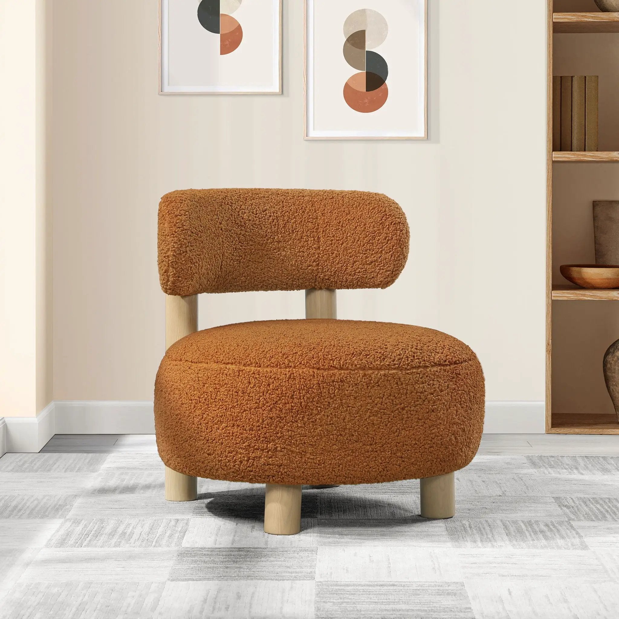 Zonie Boucle Upholstered Barrel Back Accent Chair Orange by Unique Piece Furniture