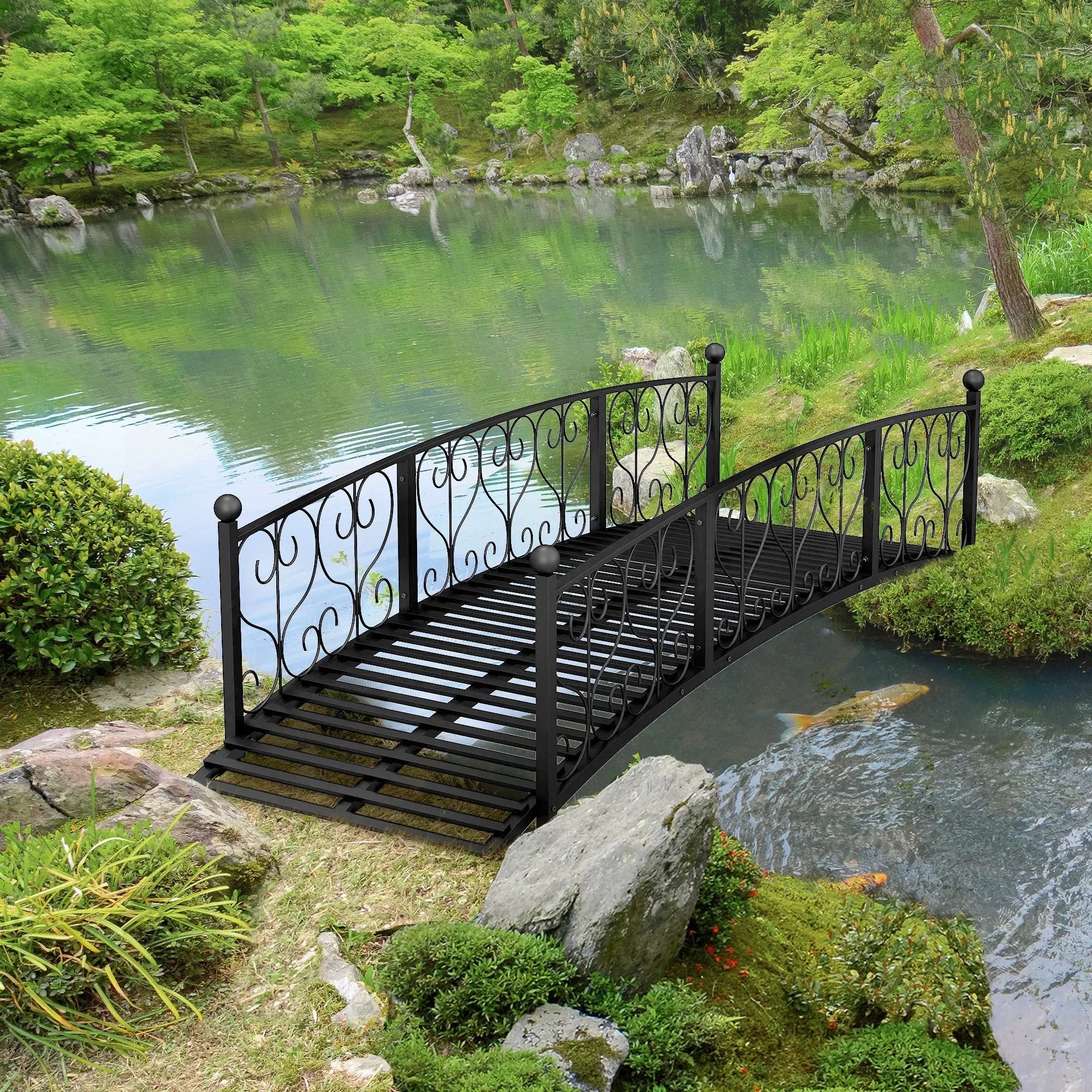 Outsunny 7' Metal Arch Garden Bridge with Safety Siderails by HouseOfZazla