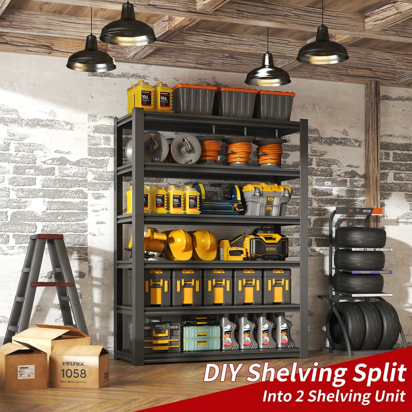 Industrial Heavy Duty Metal Garage Shelving Unit, Adjustable Storage Rack by HouseOfZazla