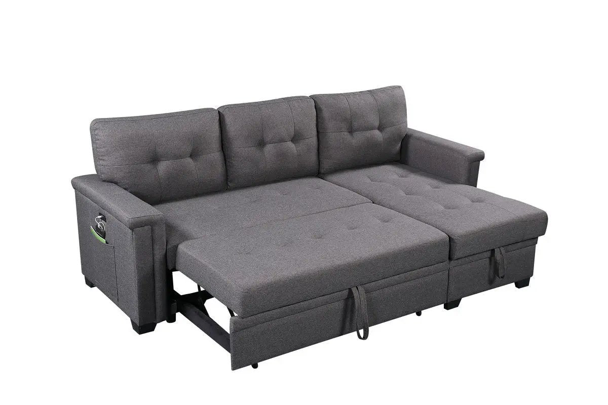 Nathan - Reversible Sleeper Sectional Sofa With Storage Chaise, USB Charging Ports And Pocket by HouseOfZazla