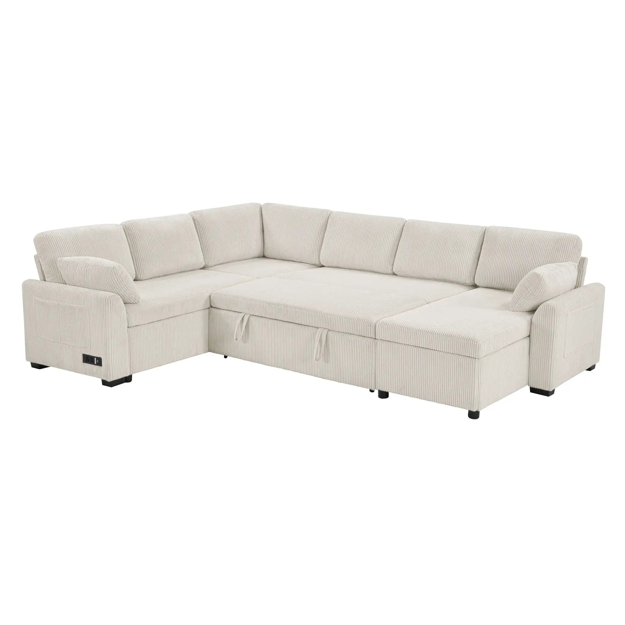 Convertible U-Shaped Sectional Sofa Bed With Reversible Chaise by HouseOfZazla