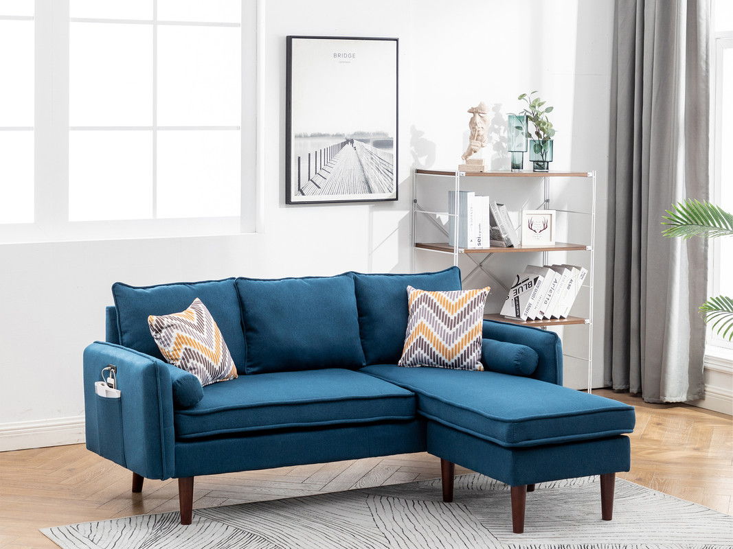 Mia Sectional Sofa Chaise With USB Charger And Pillows, photo 8 of 10