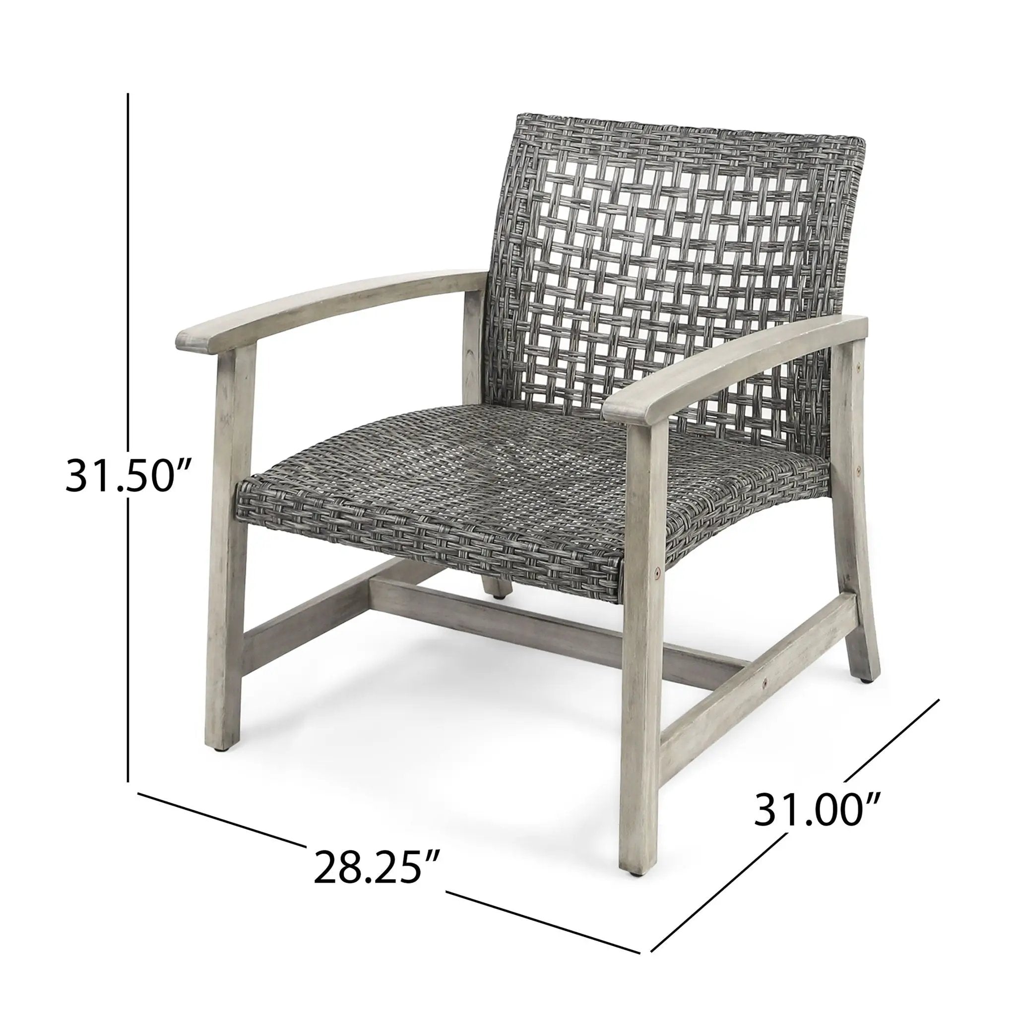 Outdoor Club Chair With Rattan Cover And Acacia Wood Frame - Gray by HouseOfZazla