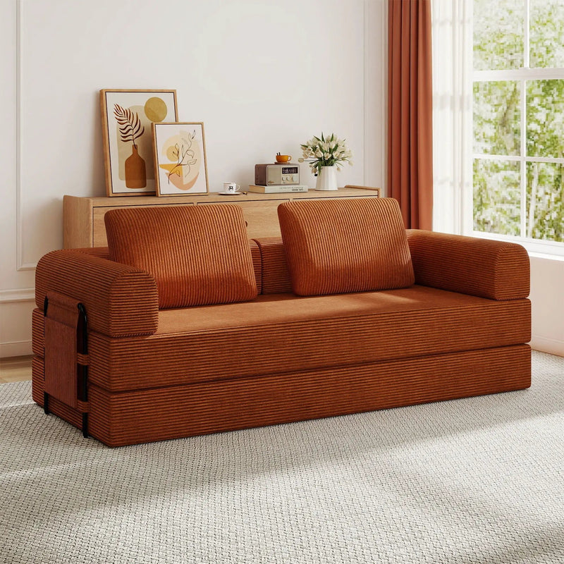 Convertible Sleeper Sofa Bed With Cylindrical Pillow by HouseOfZazla
