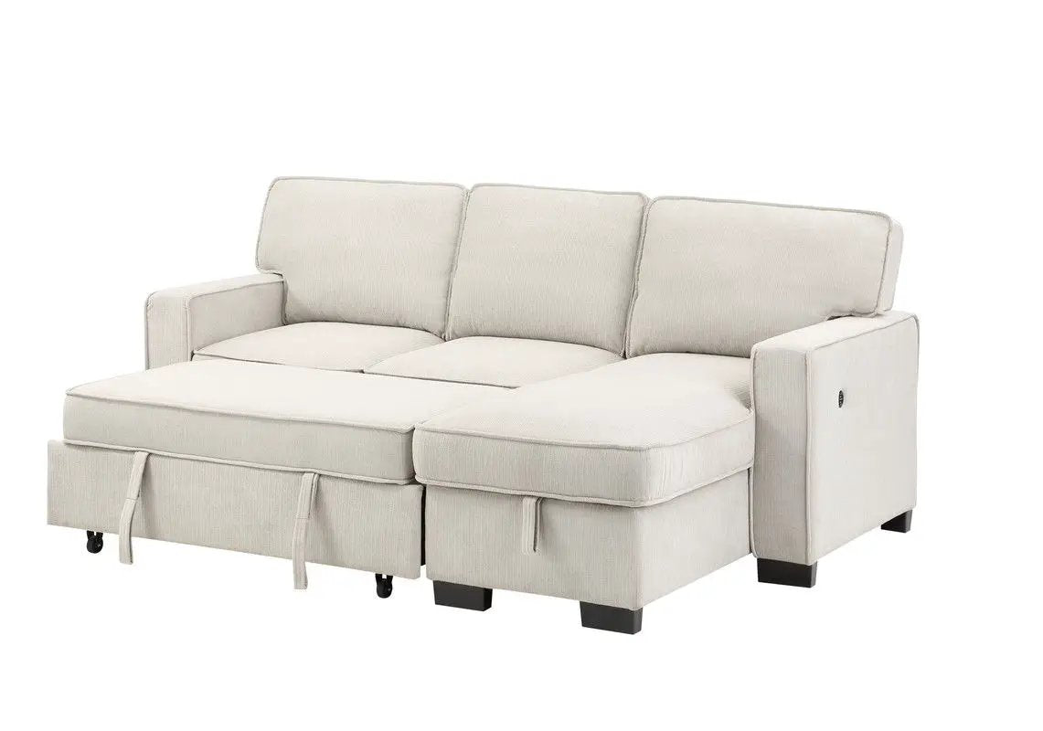 Estelle - Fabric Reversible Sleeper Sectional With Storage Chaise Drop-Down Table 2 Cup Holders And 2 USB Ports by Unique Piece Furniture
