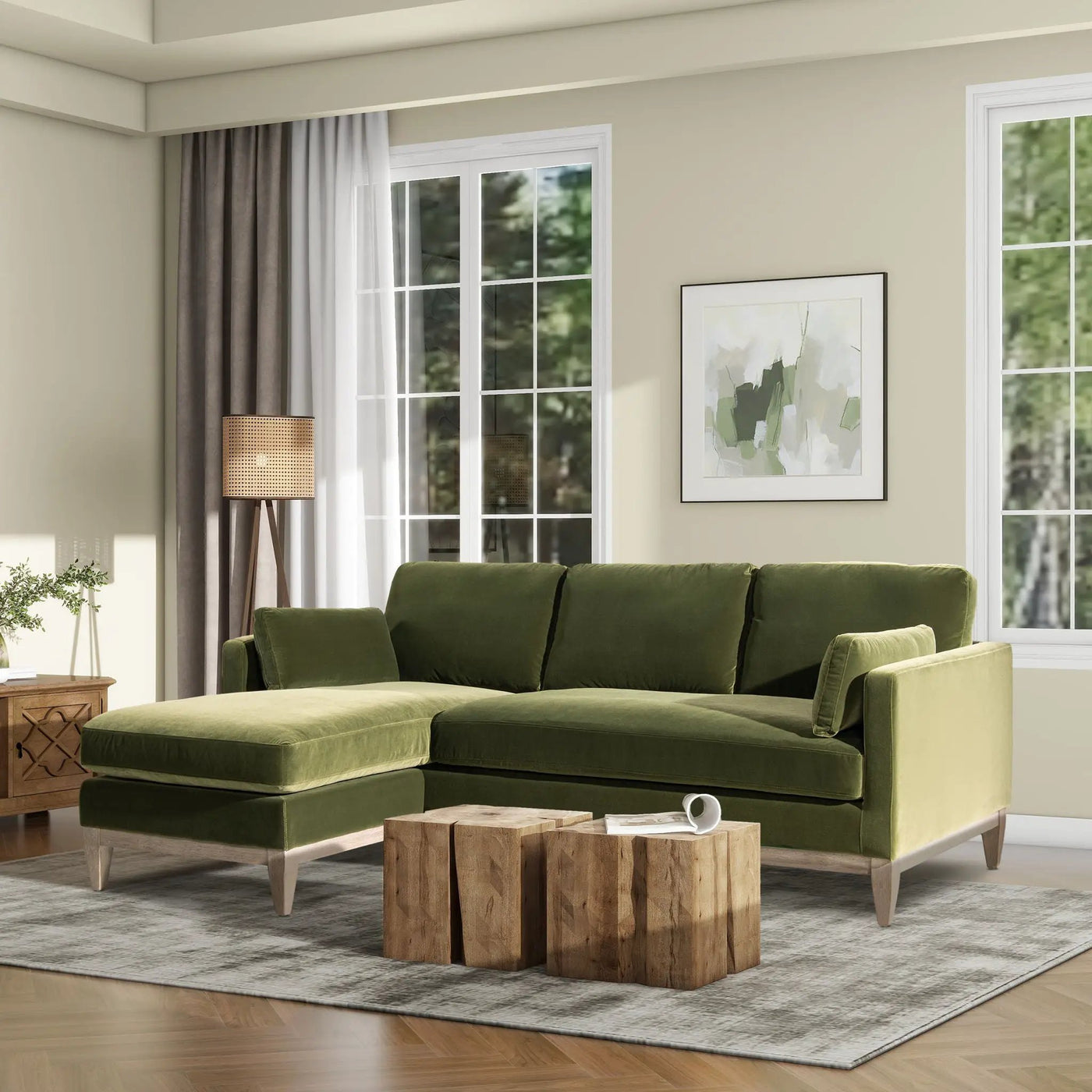 Knox - Modern Farmhouse Reversible Chaise Sectional Sofa by Unique Piece Furniture