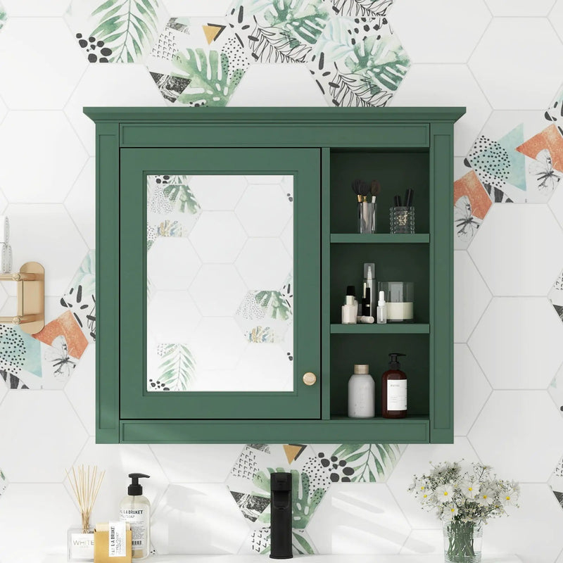 Wall Mounted Medicine Cabinet With Mirror And 3 Open Shelves by Unique Piece Furniture