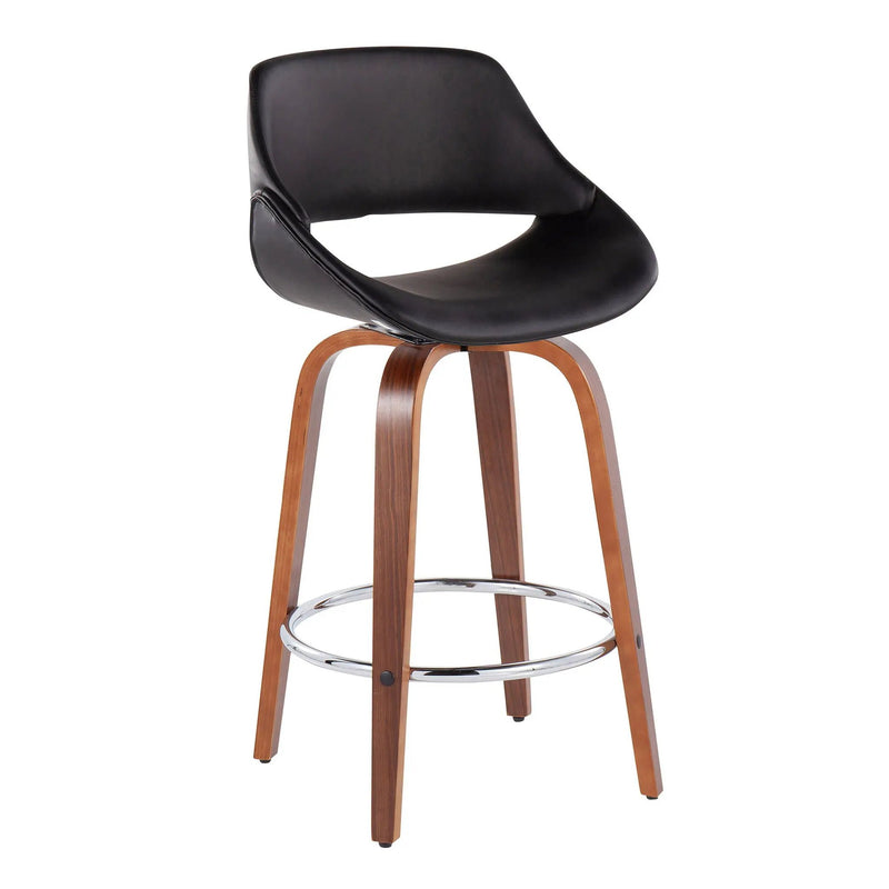 Fabrico - Mid Century Modern, Fixed Height Counter Stool With Round Footrest (Set of 2) by HouseOfZazla
