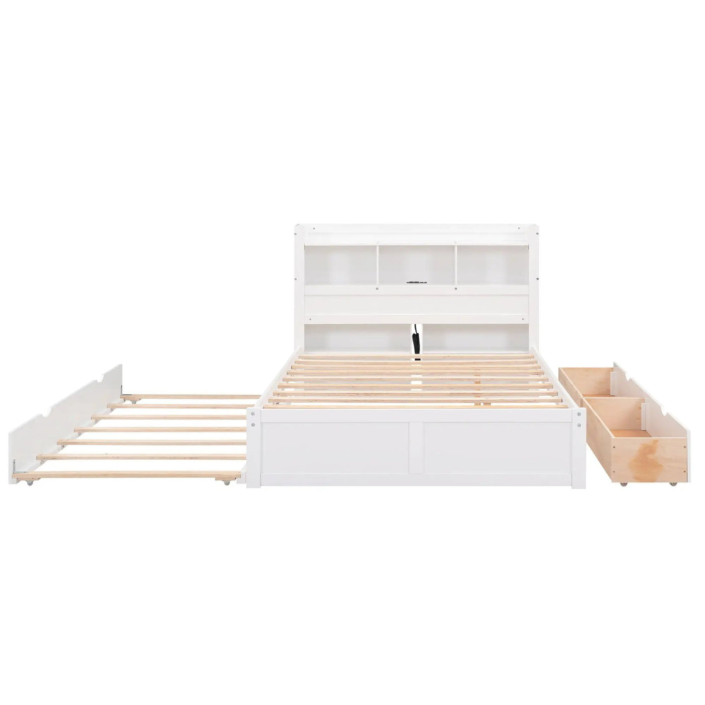Storage Platform Bed With Pull Out Shelves, Trundle, And 2 Drawers by HouseOfZazla
