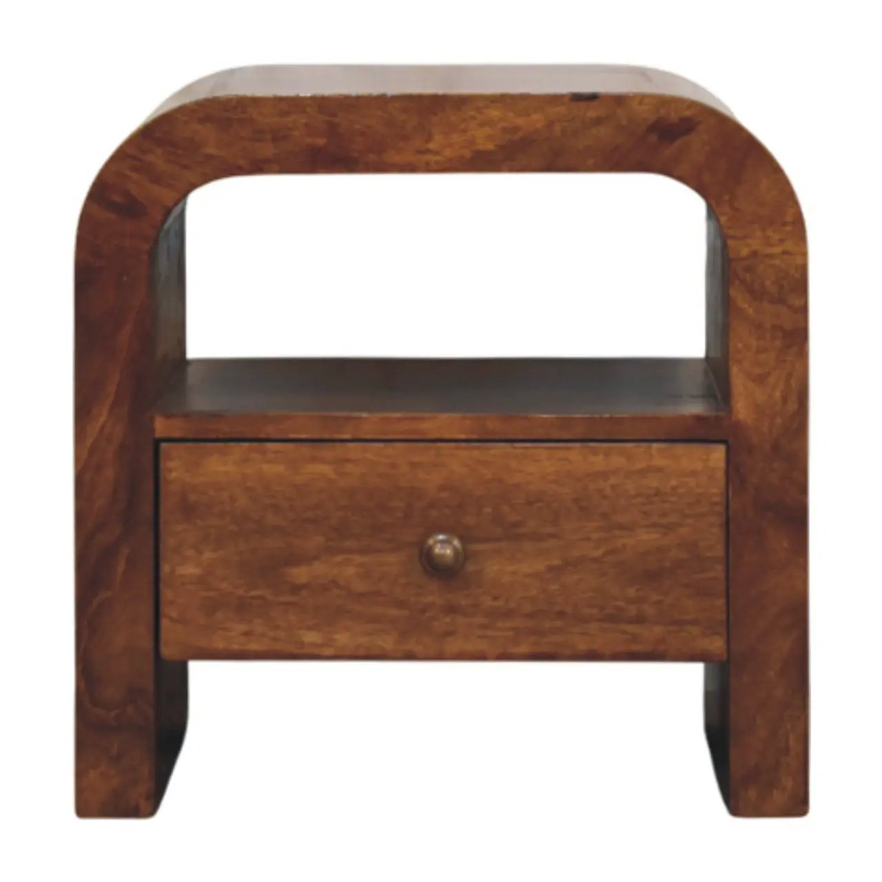 Solid Wood Darcy Nightstand, 1 Drawer and Open Shelf, Chestnut by HouseOfZazla