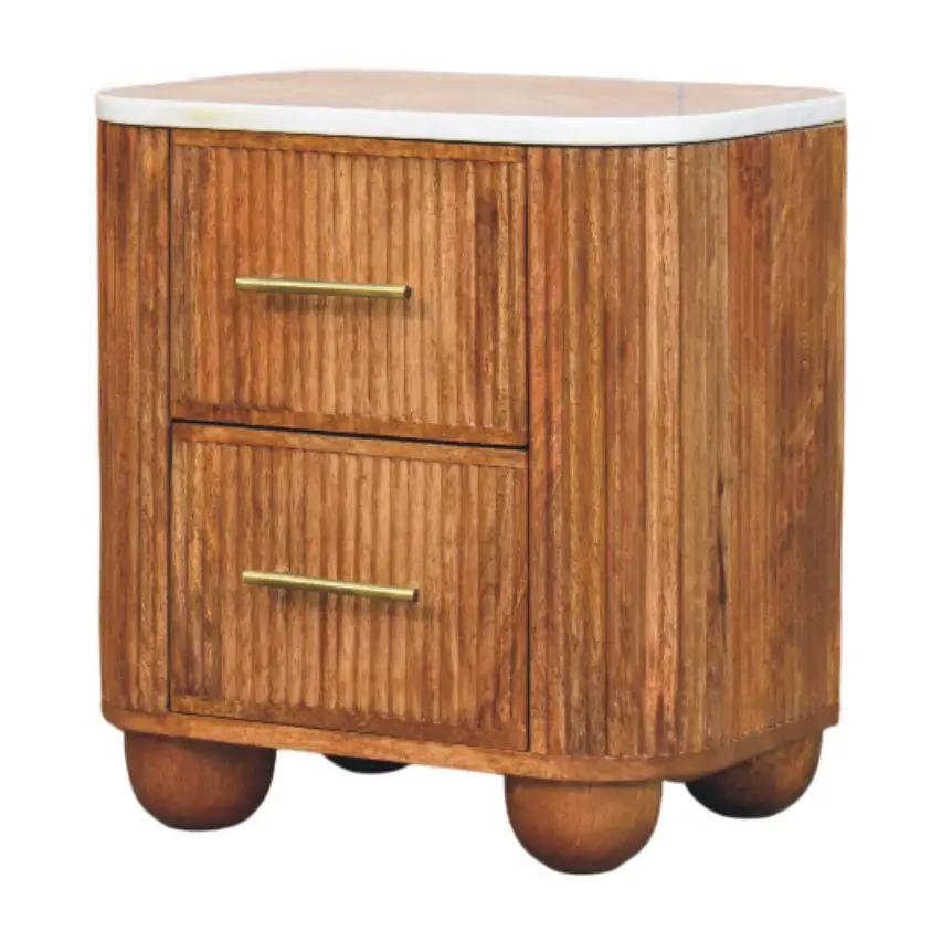 Artisan Furniture Solid Wood Aurora Marble Nightstand by HouseOfZazla