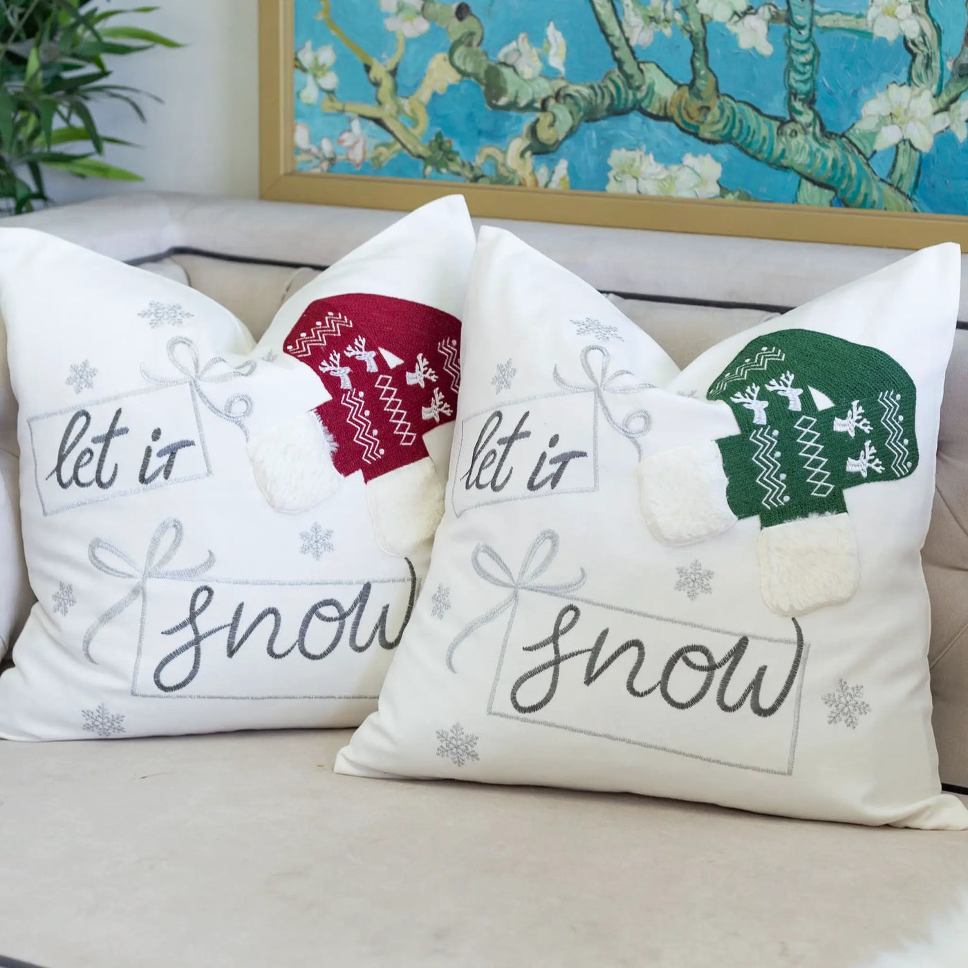 Let It Snow Christmas Throw Pillow by HouseOfZazla