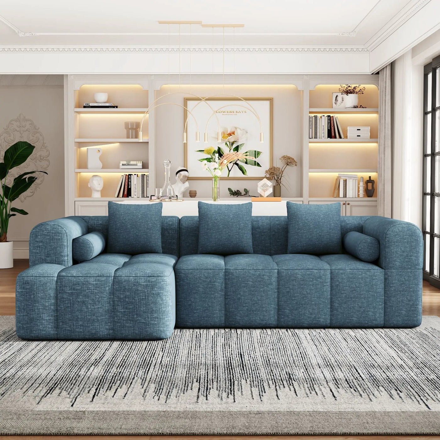 Sectional Free Combined Sofa With 2 Side Pockets by Unique Piece Furniture