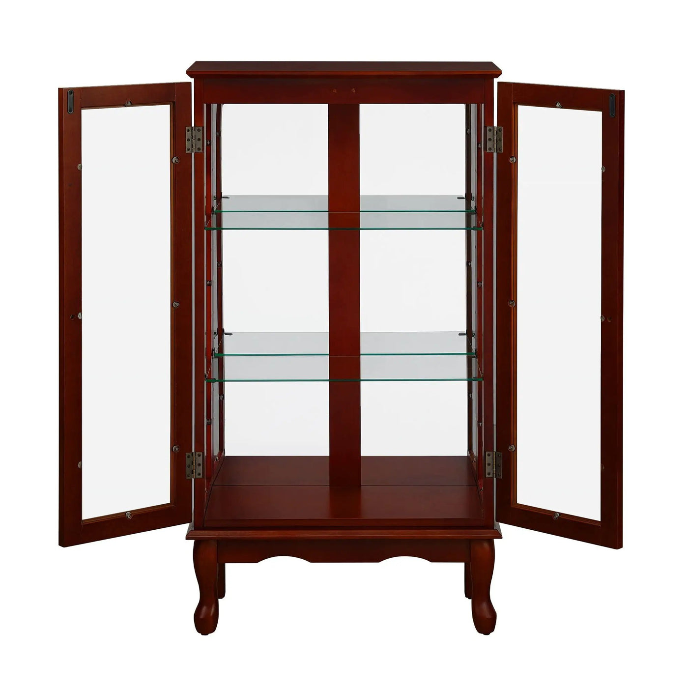 Curio Cabinet Lighted Curio Diapaly Cabinet With Adjustable Shelves And Mirrored Back Panel, Tempered Glass Doors (3 Tier), (E26 Light Bulb Not Included) by HouseOfZazla