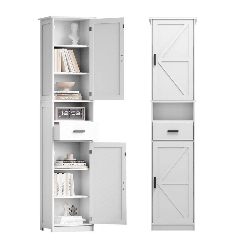 69" H Tall Bathroom Storage Cabinet with 2 Barn Doors and 1 Drawer by HouseOfZazla