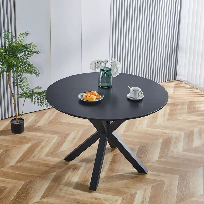 Table Mid-Century Dining Table For 4 - 6 People With Round Table Top, Pedestal Dining Table, End Table Leisure Coffee Table, Cross Leg by Unique Piece Furniture