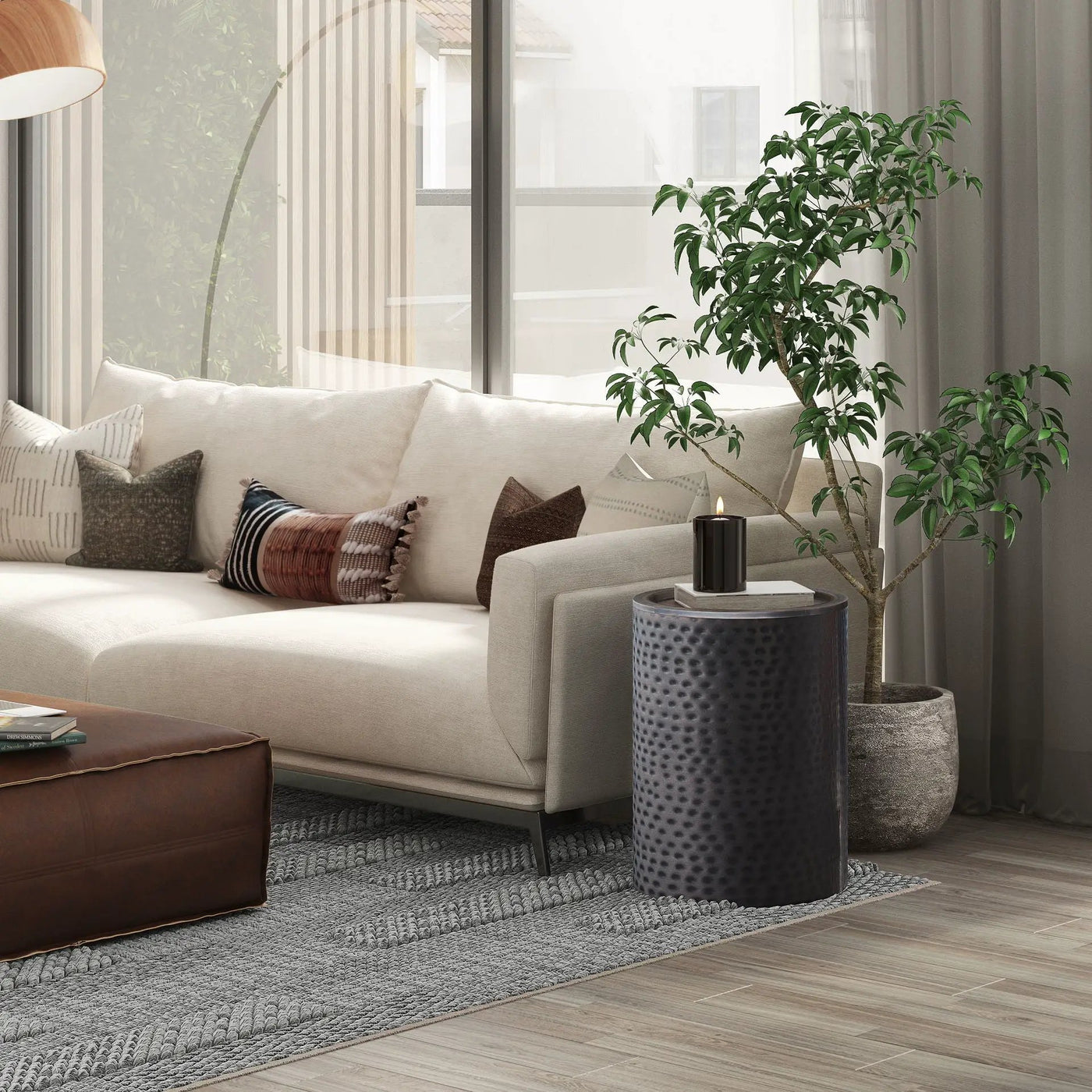 Corbin - Hammered Metal Side Table by Unique Piece Furniture