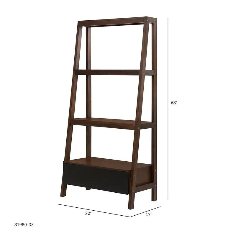 Ladder Shelf, Ladder Style Display Shelf - Natural Wood / Brown by Unique Piece Furniture