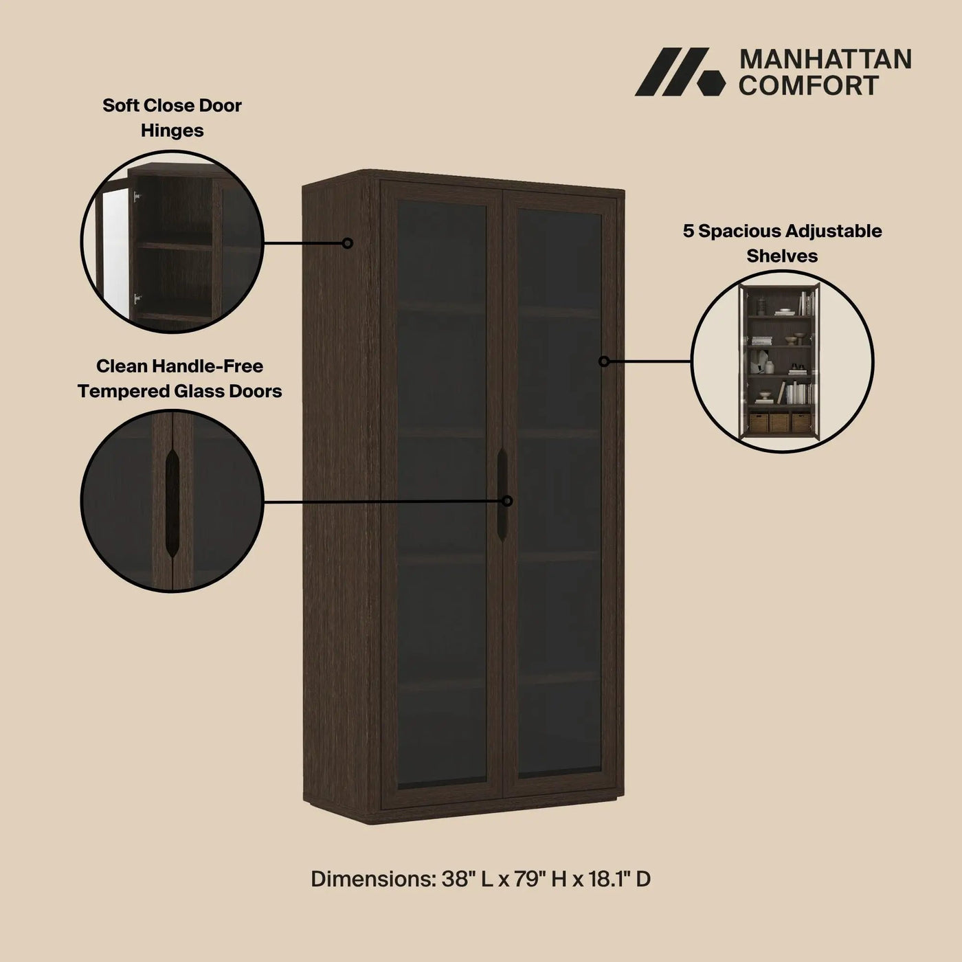 Rivington - Bookcase Cabinet With Glass Doors by HouseOfZazla