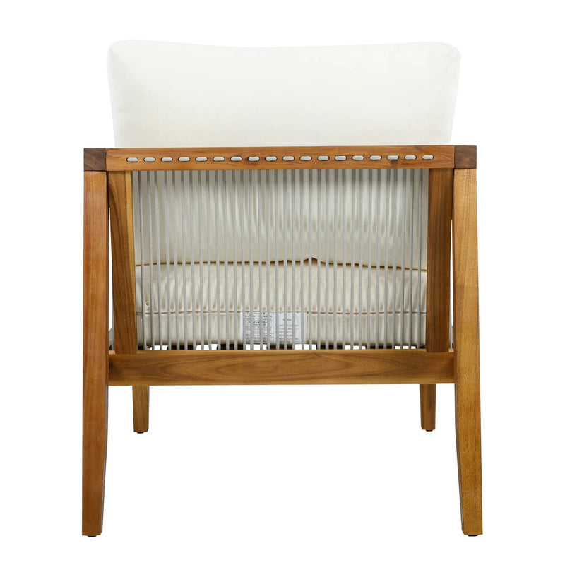 Outdoor Club Chair (Set of 1) - Acacia Wood Frame with Rope Back by HouseOfZazla